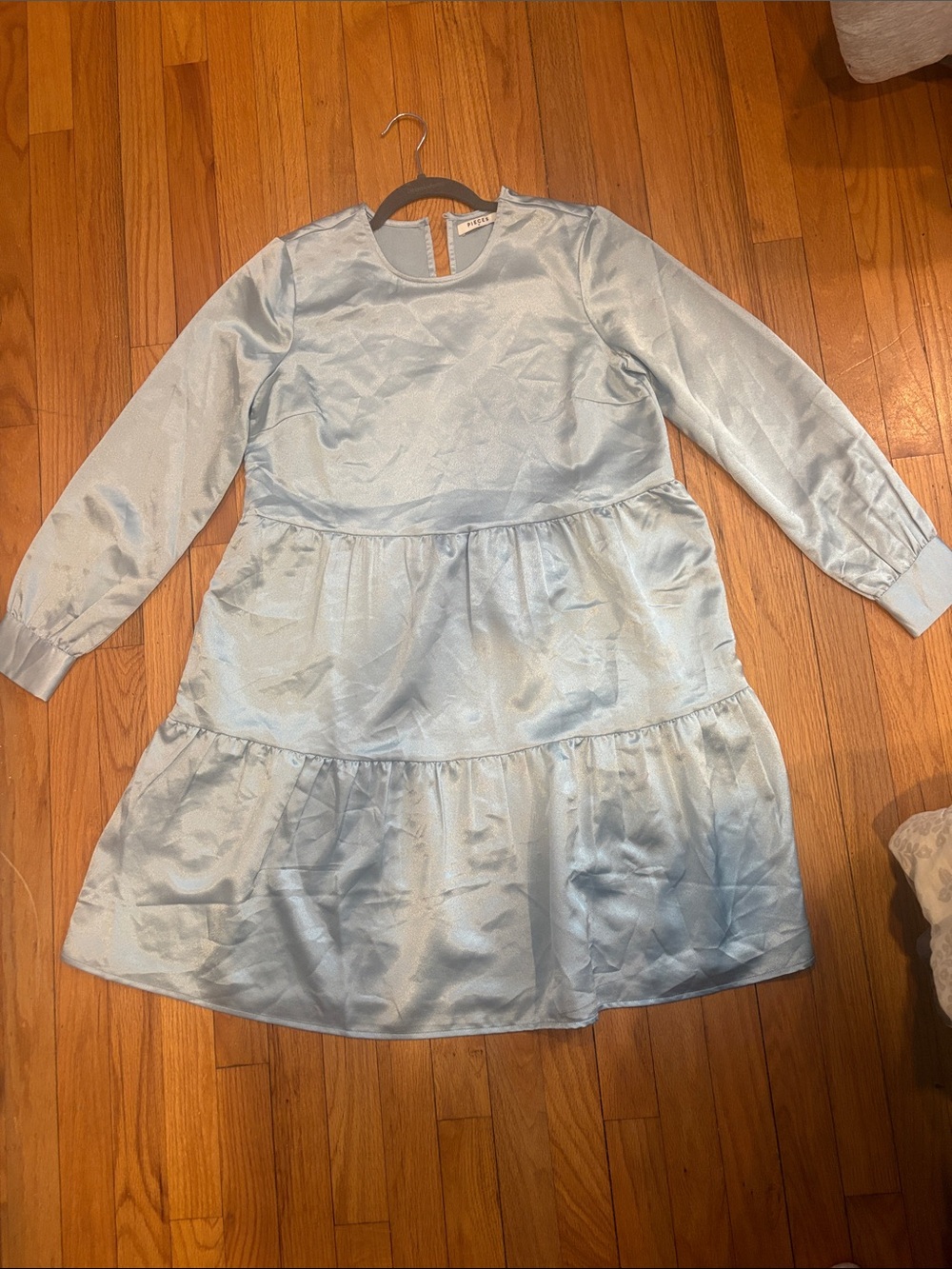 PIECES Satin Light Blue Babydoll dress